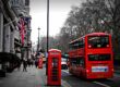 UK telephone booth and a bus.
